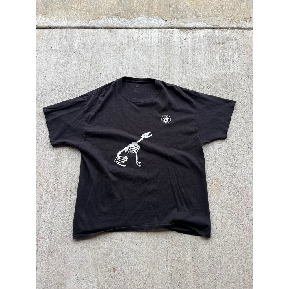 Hanes ComfortSoft Black Graphic T-Shirt Skeleton Dog Spade Logo Mens XL